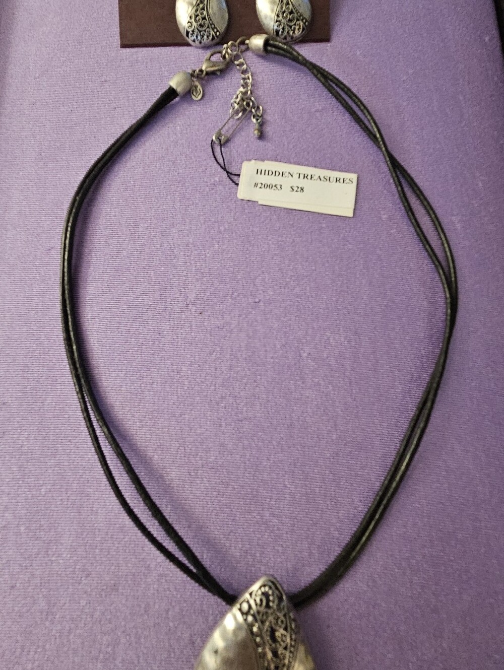Hidden Treasure  multi-strand matte silverplated/pewter necklace&earrings